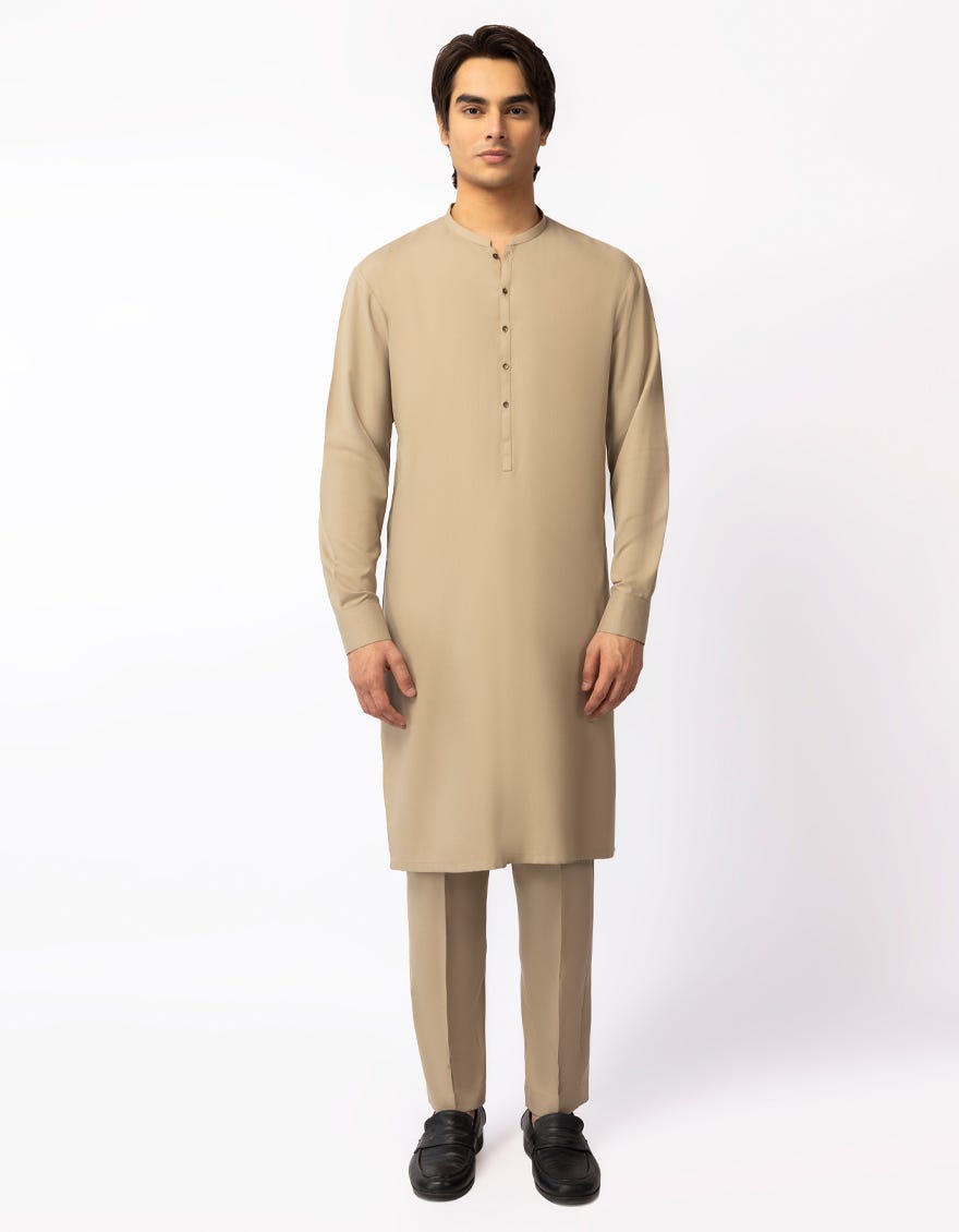BEIGE CASUAL KURTA TROUSERS