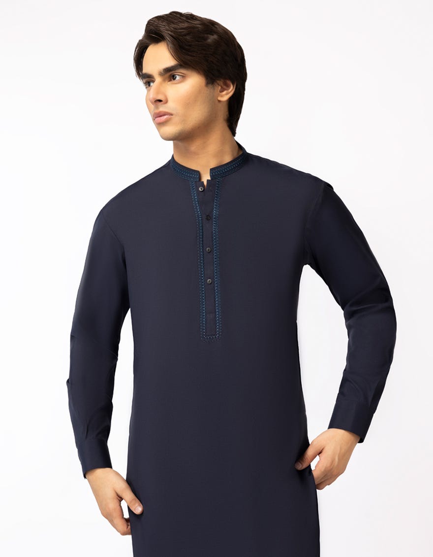 NAVY BLUE SEMI-FORMAL KURTA TROUSERS