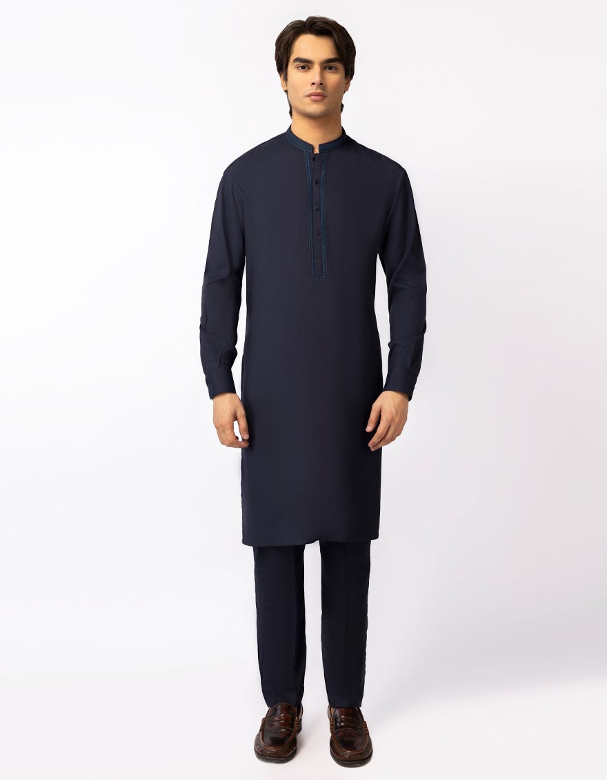 NAVY BLUE SEMI-FORMAL KURTA TROUSERS