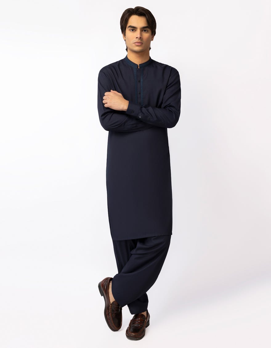 NAVY BLUE SEMI-FORMAL KAMEEZ SHALWAR