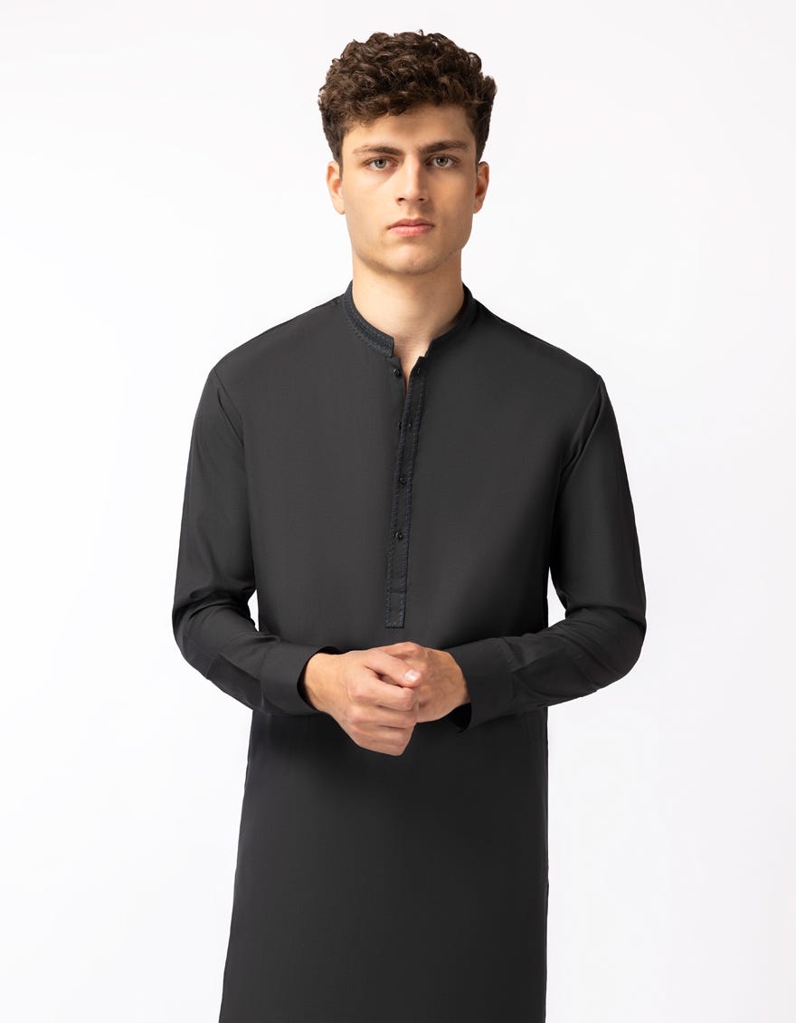 BLACKISH GREY SEMI-FORMAL KURTA TROUSERS