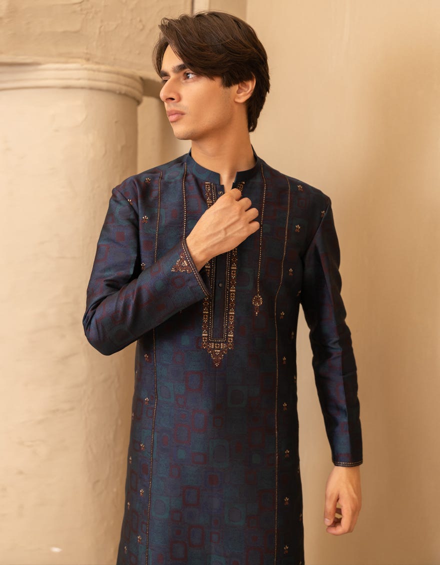 BLUISH GREEN FORMAL KURTA