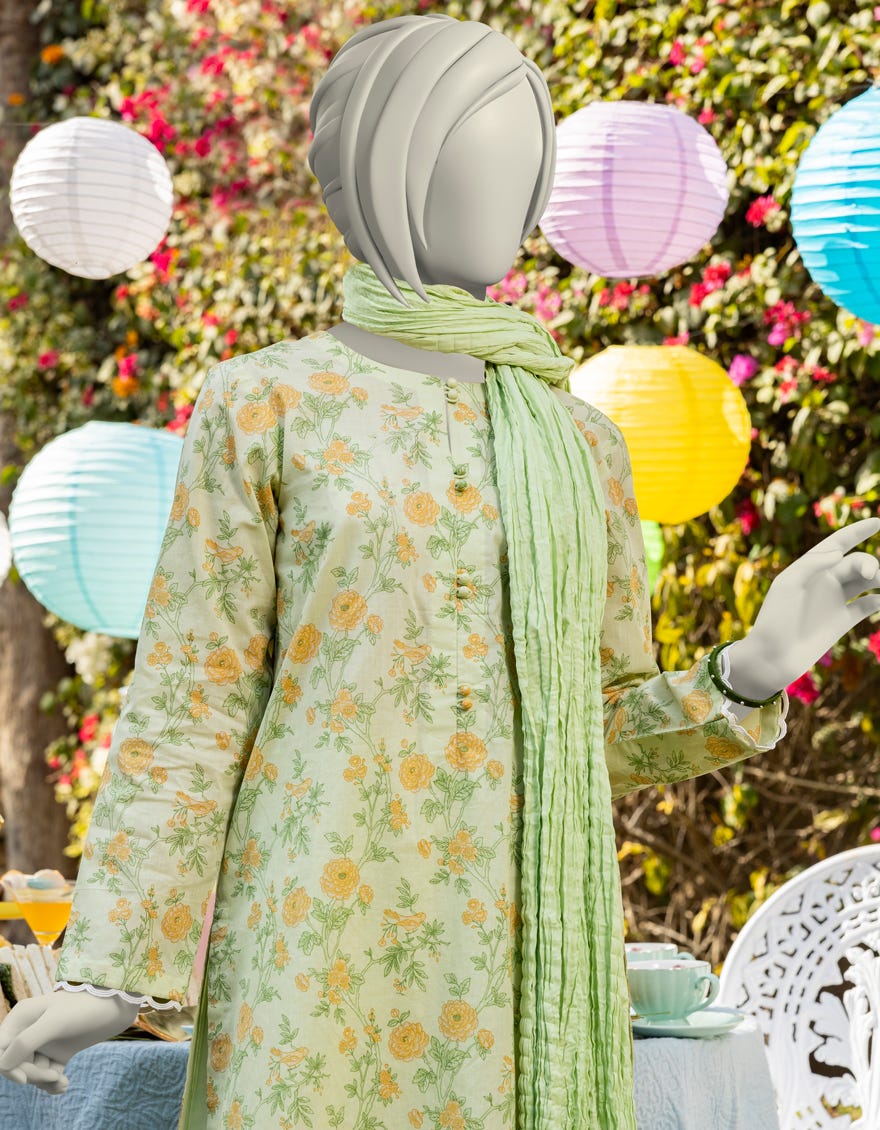 GREEN LAWN PRINTED 3PC | JGK-S-JTP-25-603