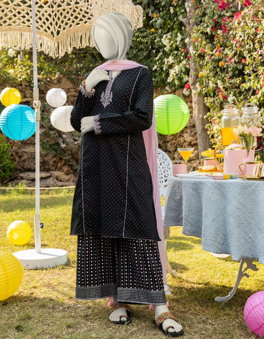 BLACK LAWN EMBROIDERED 3PC | JGK-S-JTP-25-605