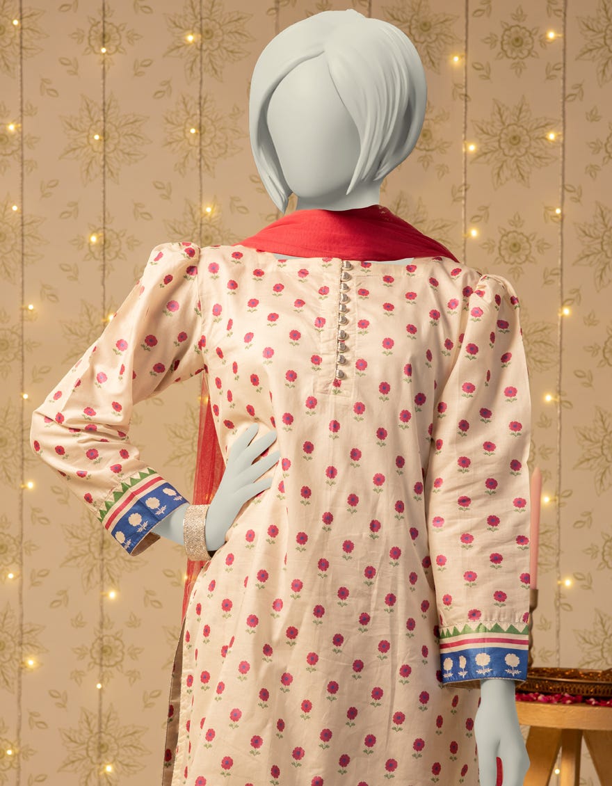 OFF WHITE LAWN PASTE PRINTED 3PC STITCHED