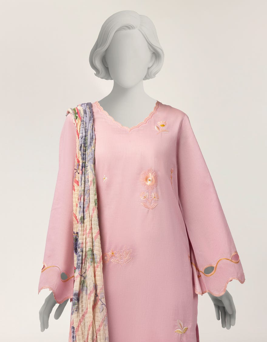 PINK LAWN EMBROIDERED 3PC STITCHED