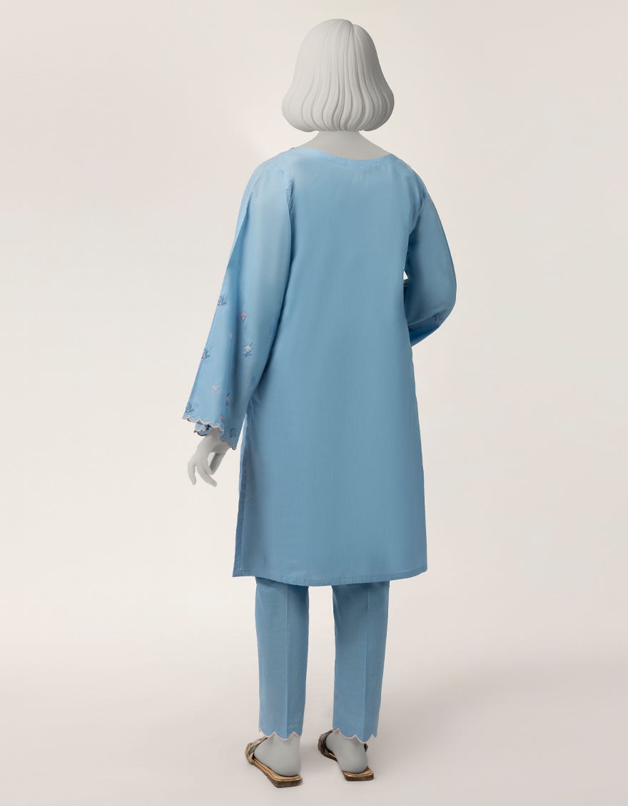 BLUE LAWN EMBROIDERED 3PC STITCHED