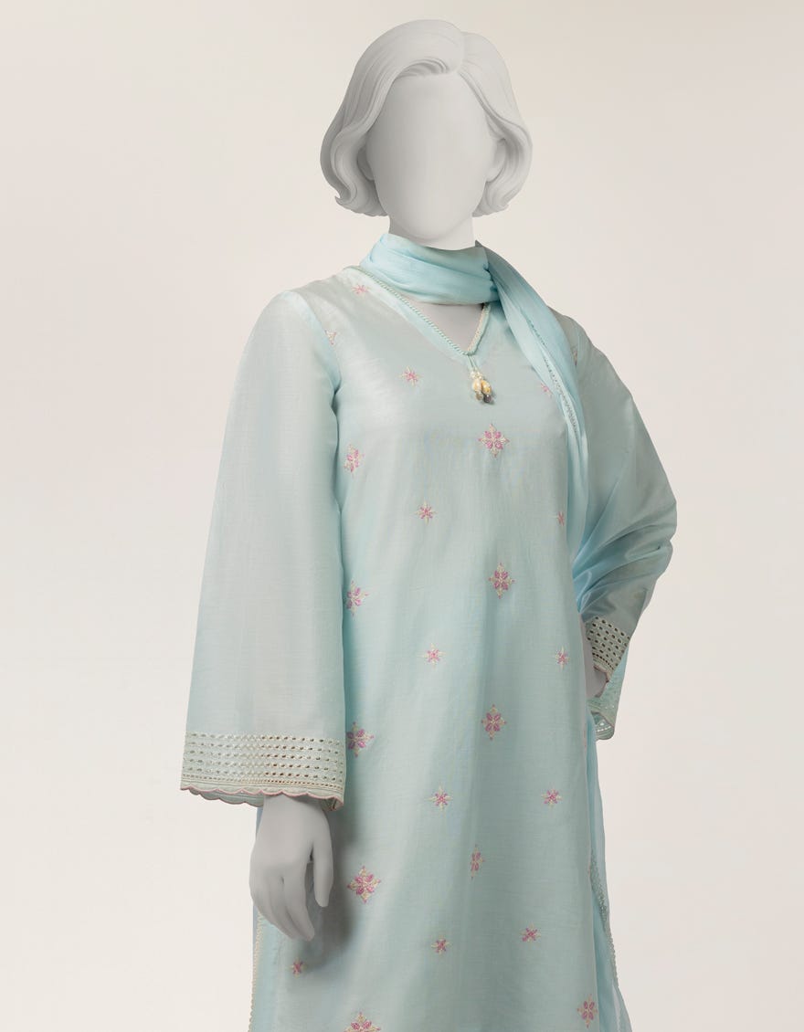 BLUE LAWN SCHIFFLI 3PC STITCHED