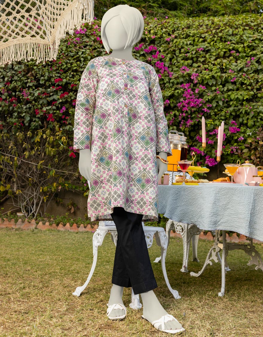 MULTICOLOR LAWN PRINTED KURTI | JYGK-S-JTS-25-4009