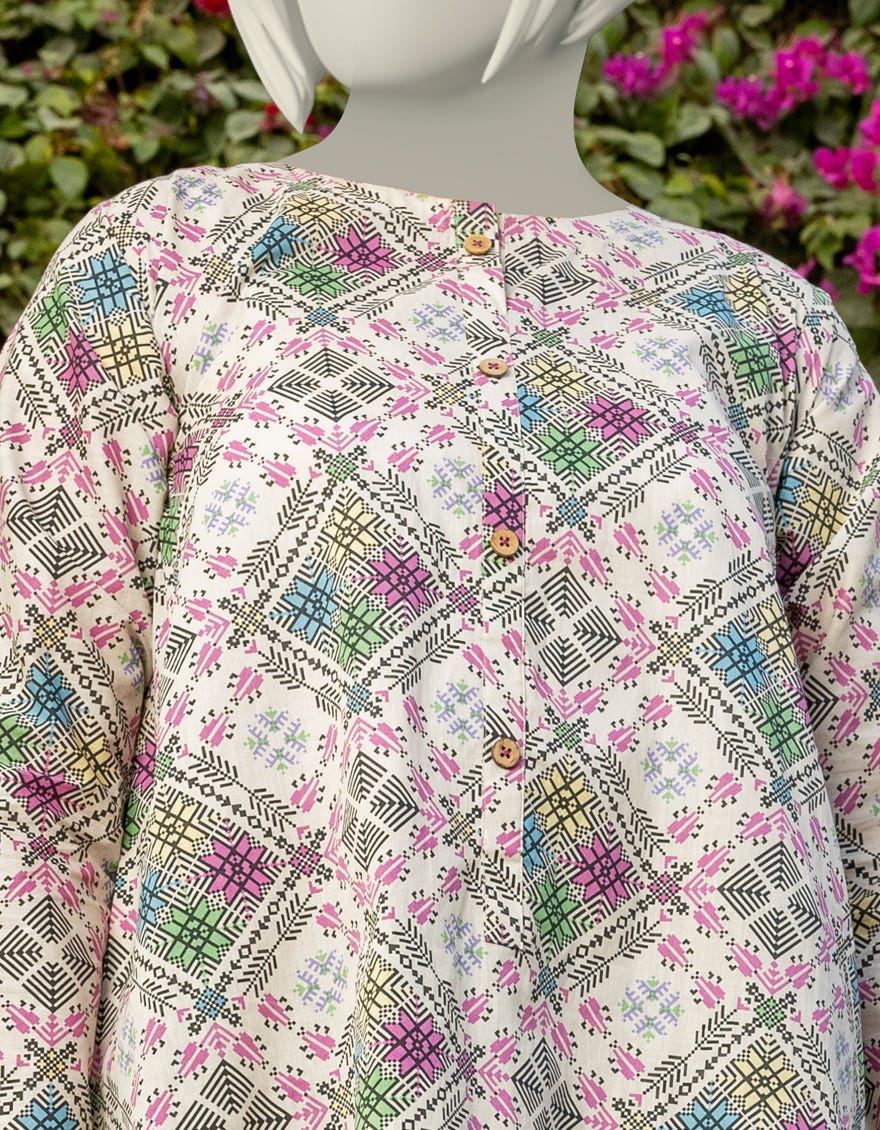 MULTICOLOR LAWN PRINTED KURTI | JYGK-S-JTS-25-4009