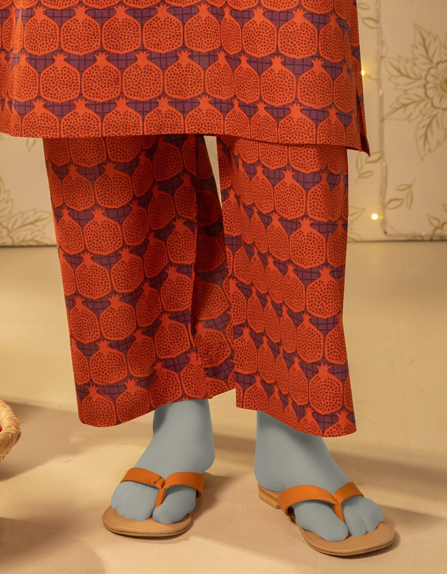 ORANGE LAWN PRINTED TROUSER