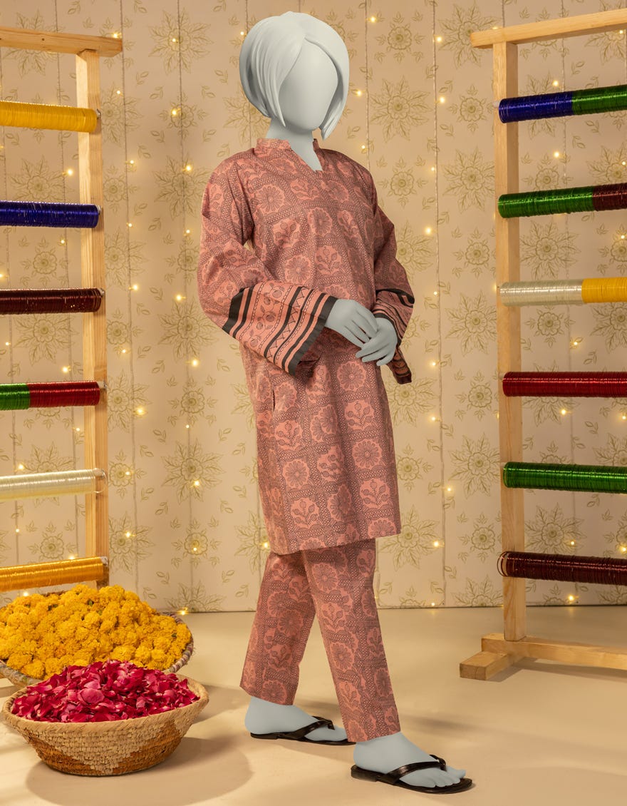 PINK LAWN PRINTED KURTI