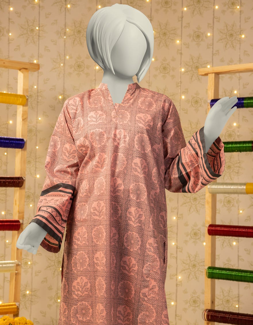 PINK LAWN PRINTED KURTI