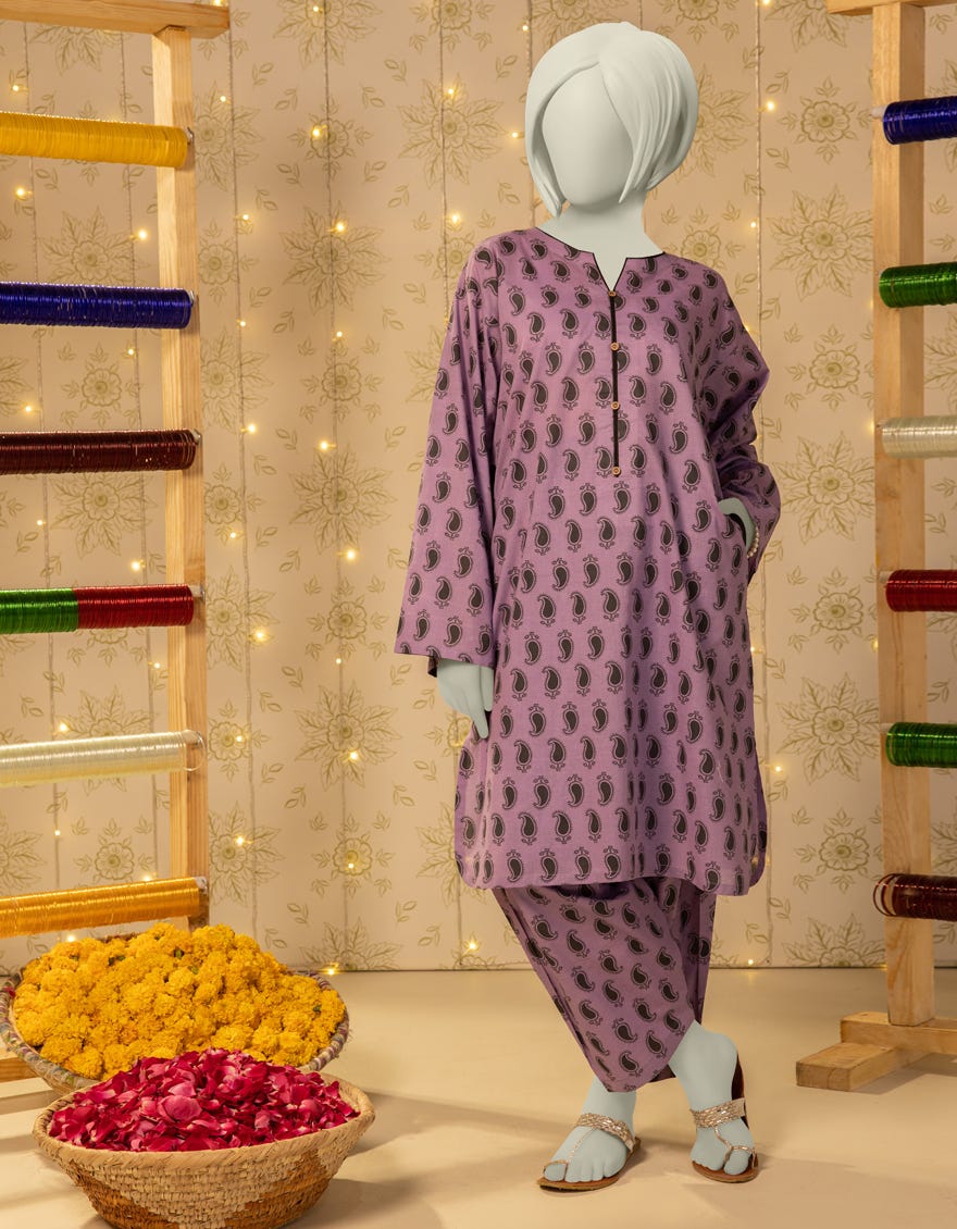 PURPLE LAWN PRINTED KURTI
