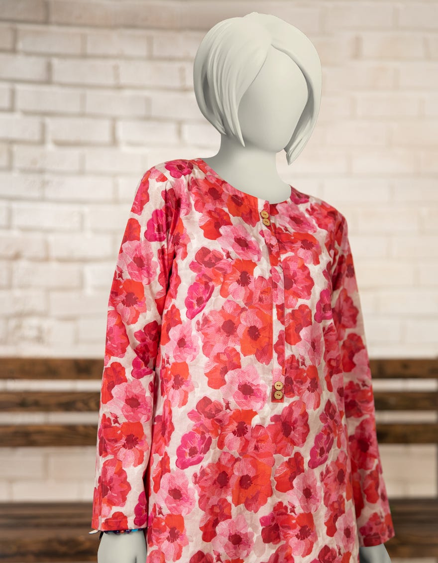 PINK LAWN PRINTED KURTI