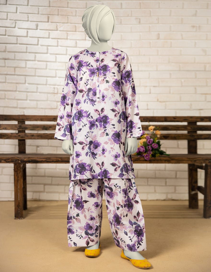 PURPLE LAWN PRINTED KURTI