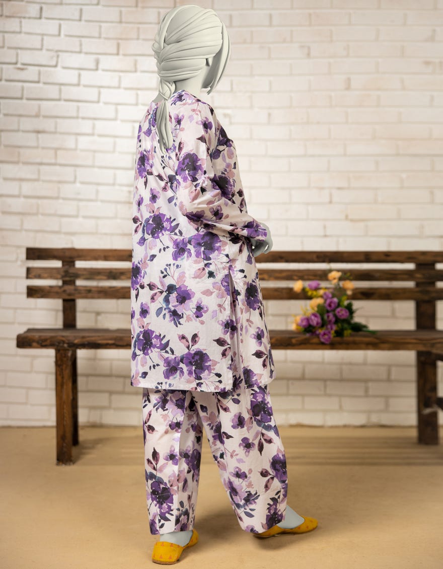 PURPLE LAWN PRINTED KURTI