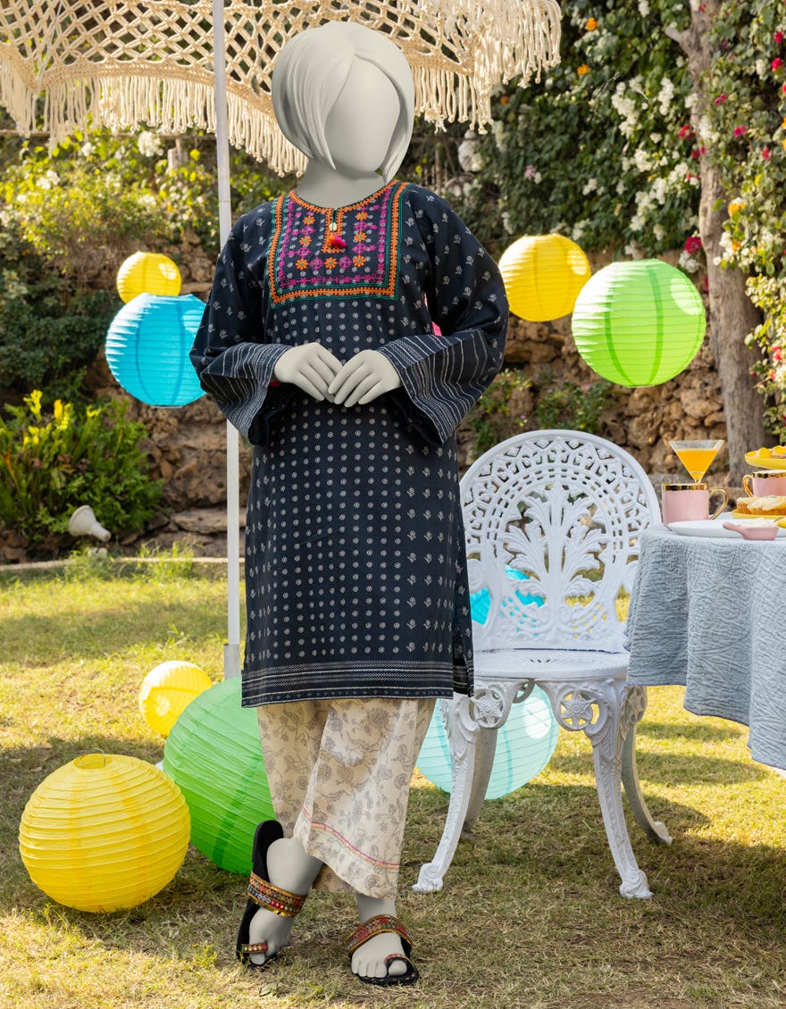 BLACK LAWN EMBROIDERED 2PC | JGK-S-JTST-25-401