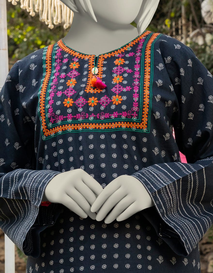 BLACK LAWN EMBROIDERED 2PC | JGK-S-JTST-25-401