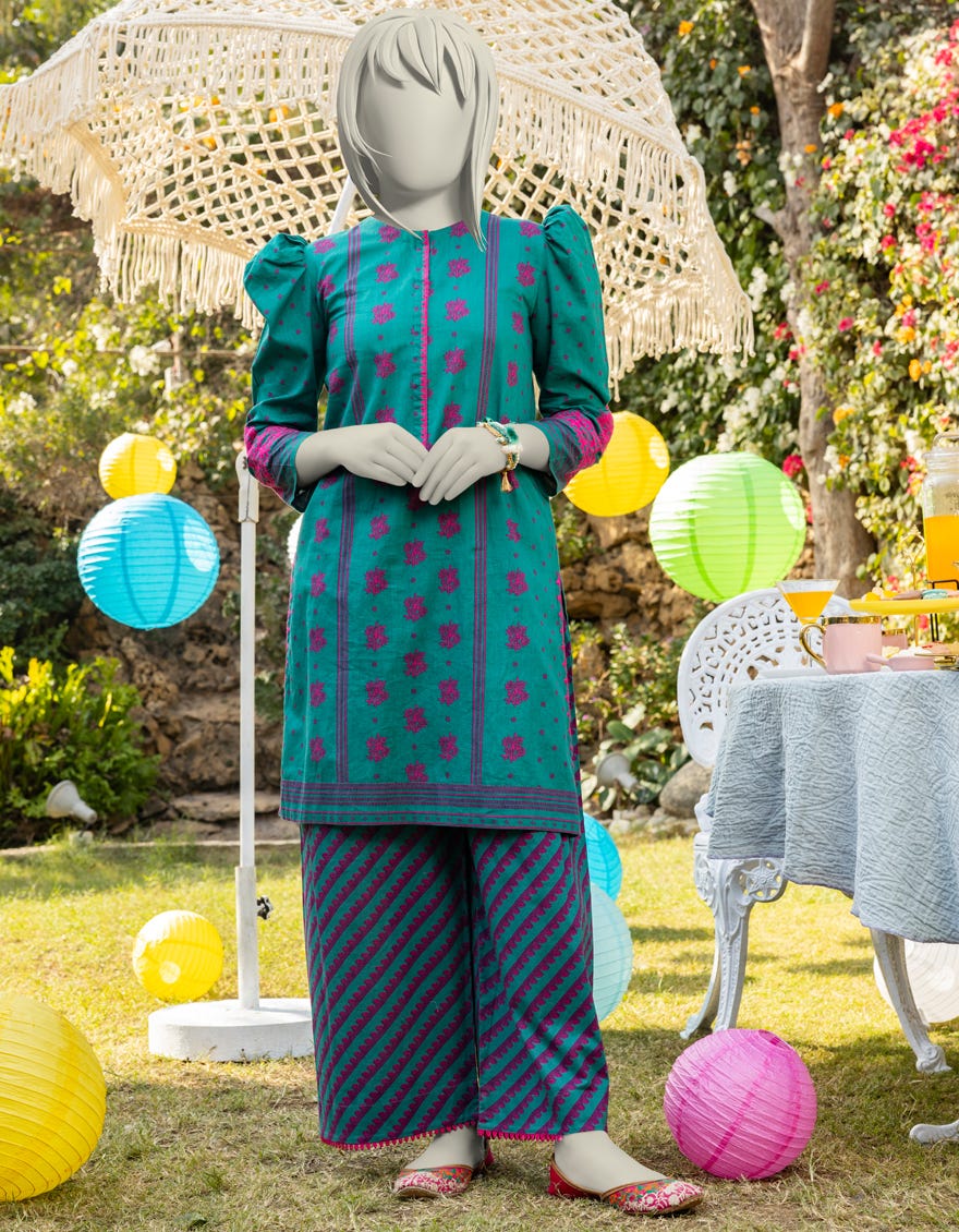 GREEN LAWN EMBROIDERED 2PC | JGK-S-JTST-25-402