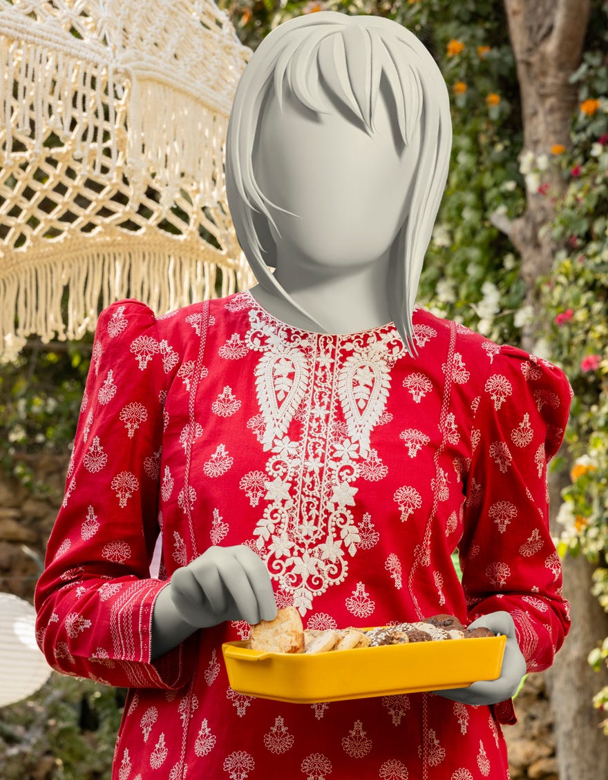 RED LAWN EMBROIDERED 2PC | JGK-S-JTST-25-403