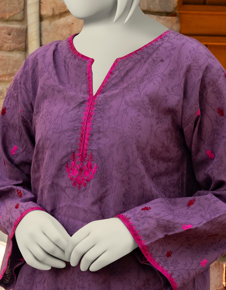 PURPLE TEXTURED EMBROIDERED 2PC | JGK-S-JTST-25-411