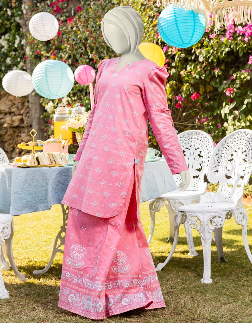 PINK LAWN PRINTED 2PC | JGK-S-JTST-25-414