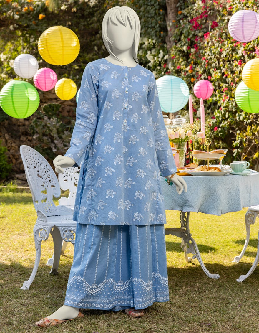 BLUE LAWN PRINTED 2PC | JGK-S-JTST-25-415