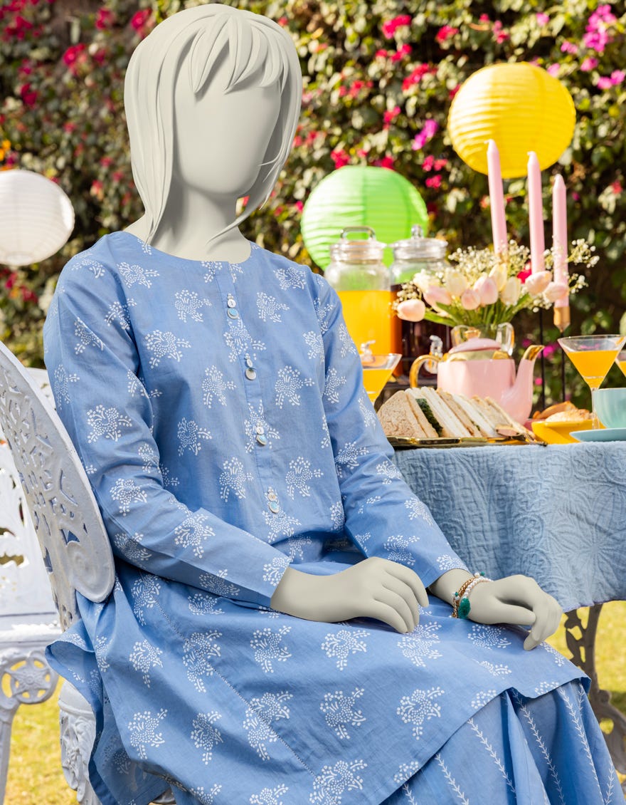 BLUE LAWN PRINTED 2PC | JGK-S-JTST-25-415