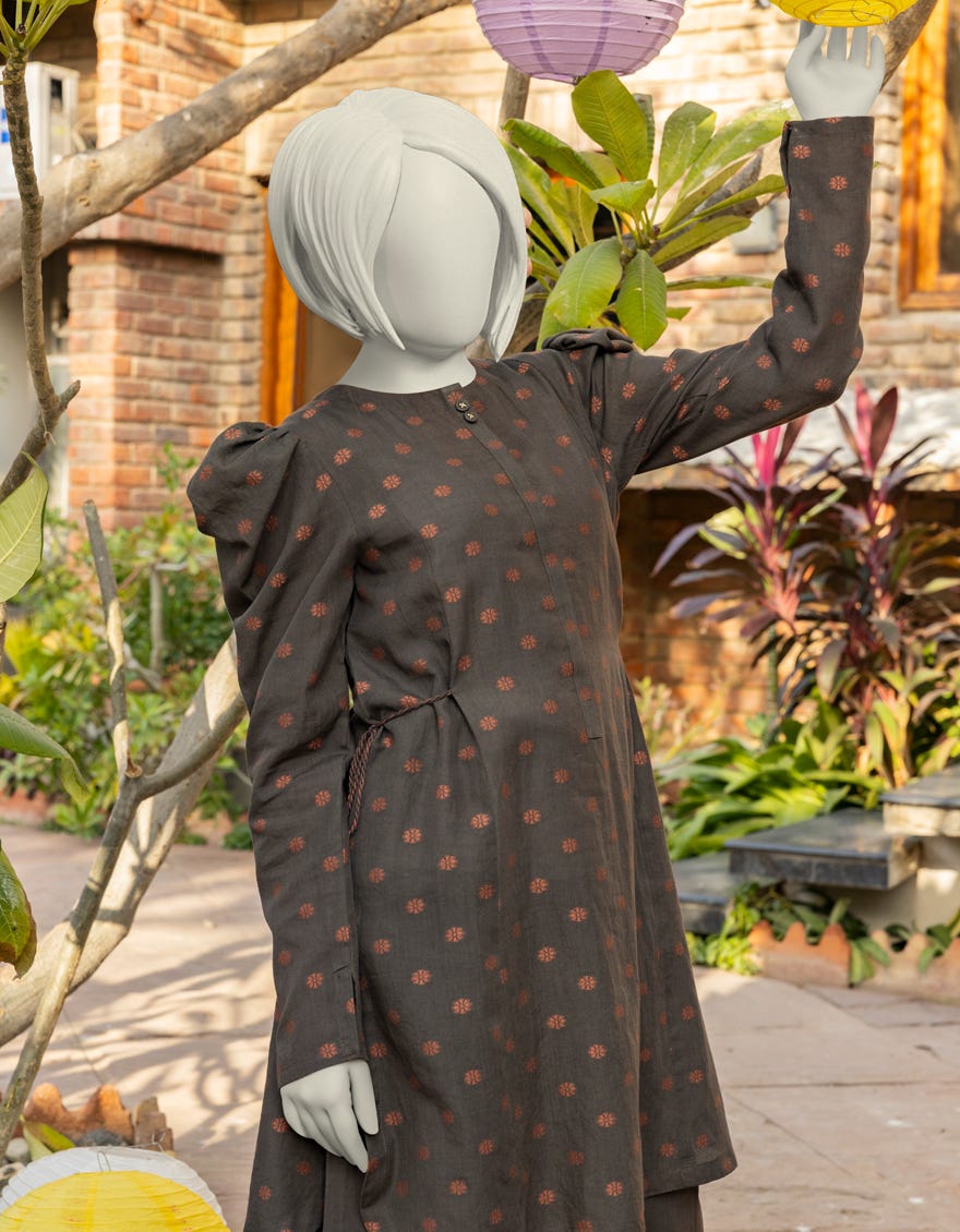 BROWN JACQUARD EMBROIDERED 2PC | JGK-S-JTST-25-419