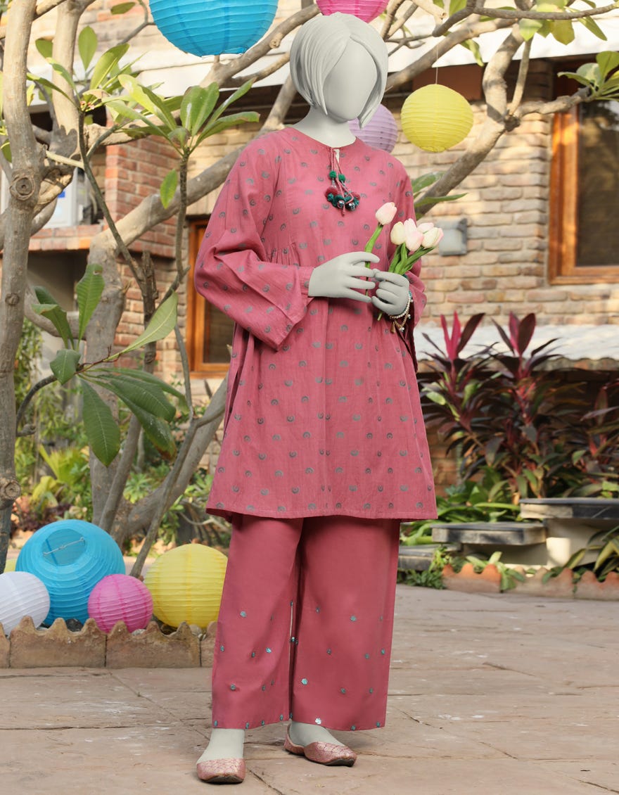 PINK JACQUARD EMBROIDERED 2PC | JGK-S-JTST-25-420