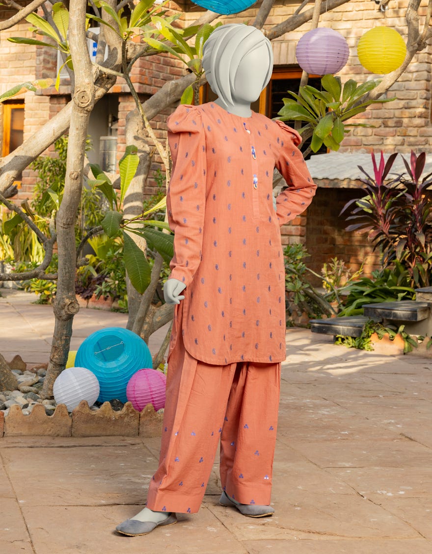 RUST JACQUARD EMBROIDERED 2PC | JGK-S-JTST-25-421