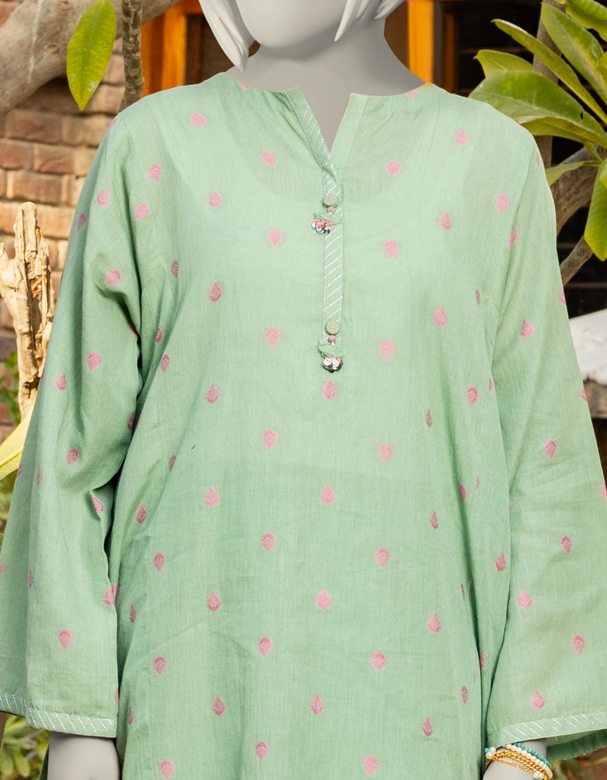 GREEN JACQUARD EMBROIDERED 2PC | JGK-S-JTST-25-422