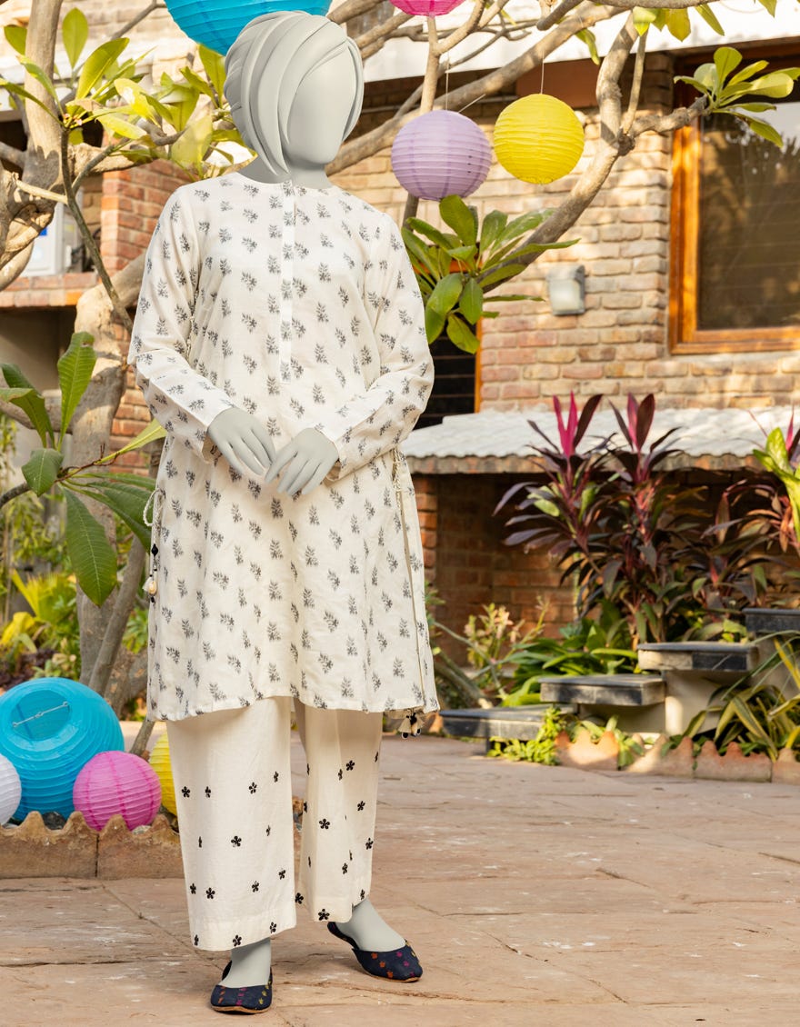 OFF WHITE JACQUARD EMBROIDERED 2PC | JGK-S-JTST-25-424