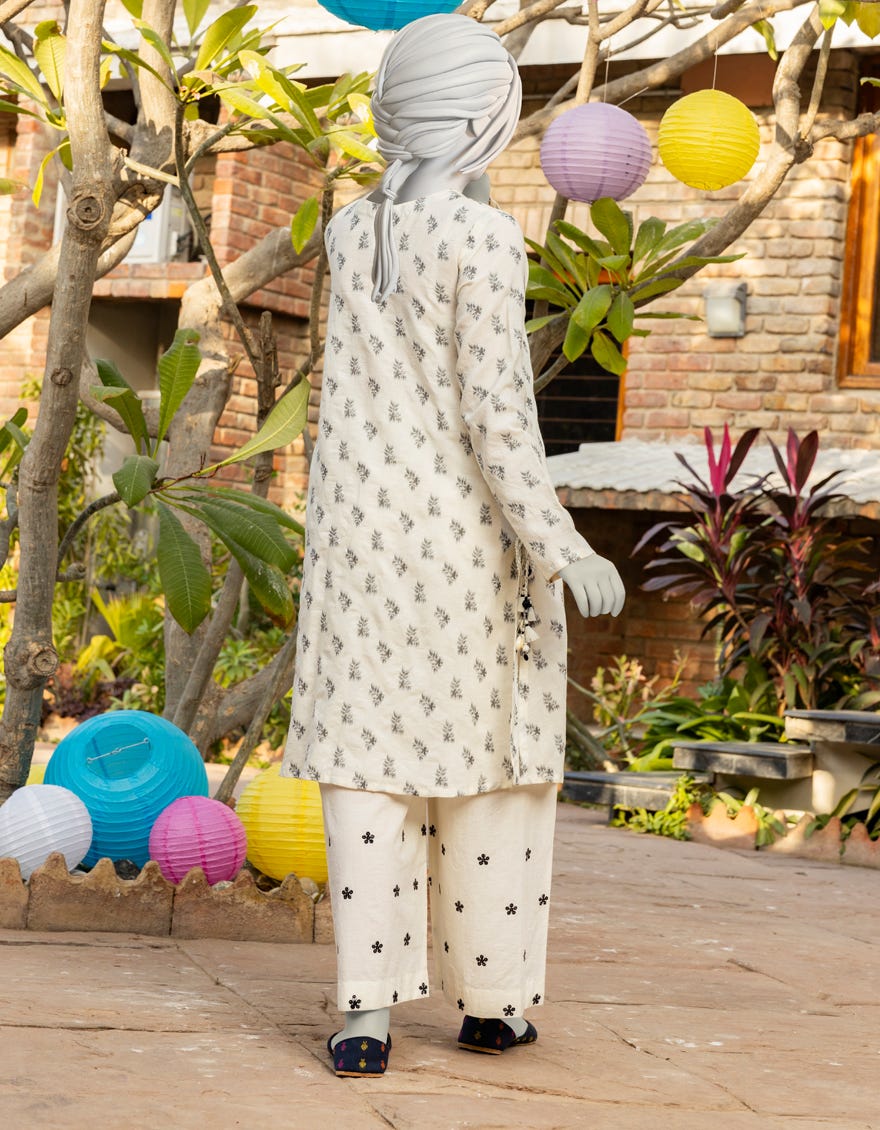 OFF WHITE JACQUARD EMBROIDERED 2PC | JGK-S-JTST-25-424