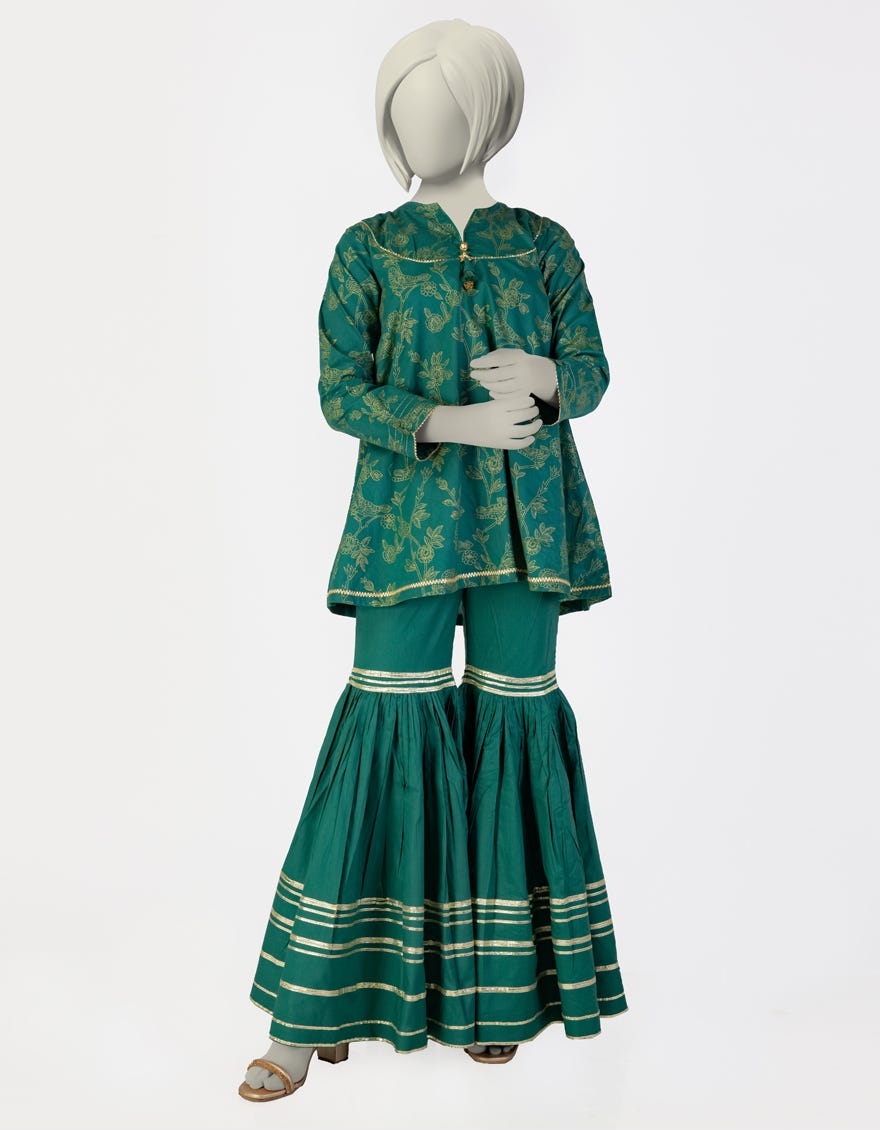 GREEN LAWN PASTE PRINTED 2PC STITCHED