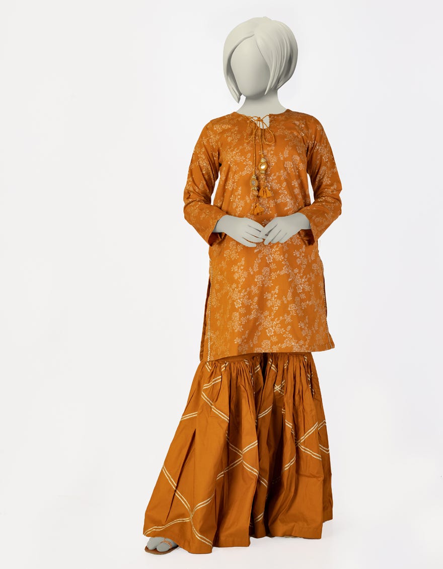 RUST LAWN PASTE PRINTED 2PC STITCHED