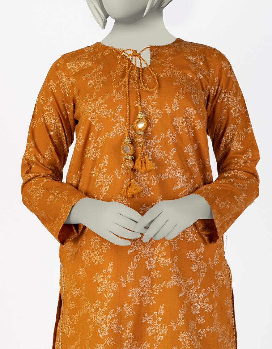 RUST LAWN PASTE PRINTED 2PC STITCHED