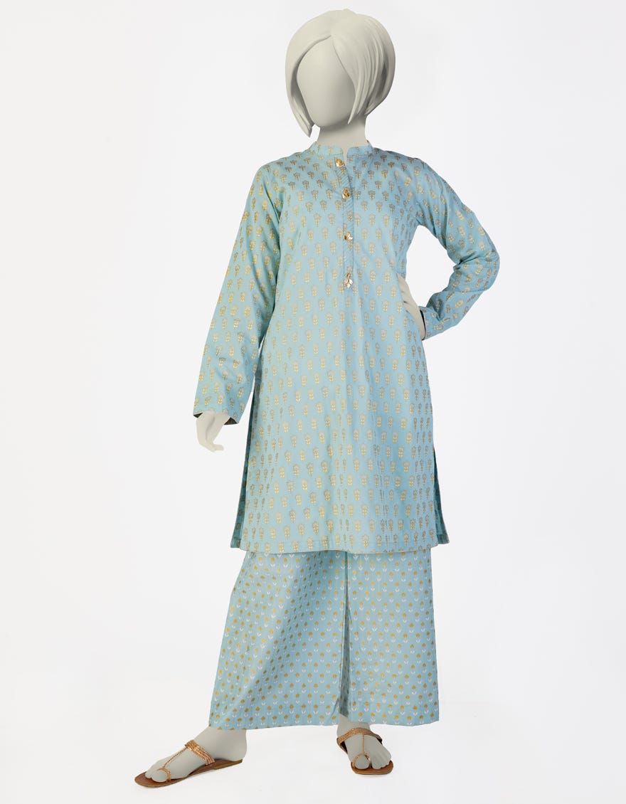 BLUE LAWN PRINTED 2PC | JGK-S-JTST-25-471