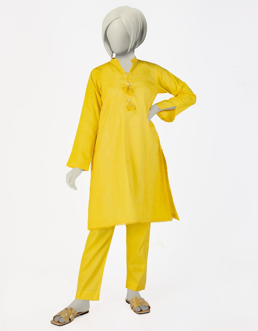 YELLOW LAWN DYED 2PC | JGK-S-JTST-25-476