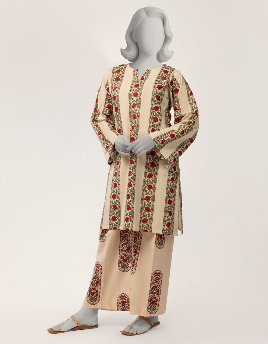 BEIGE LAWN PRINTED 2PC STITCHED