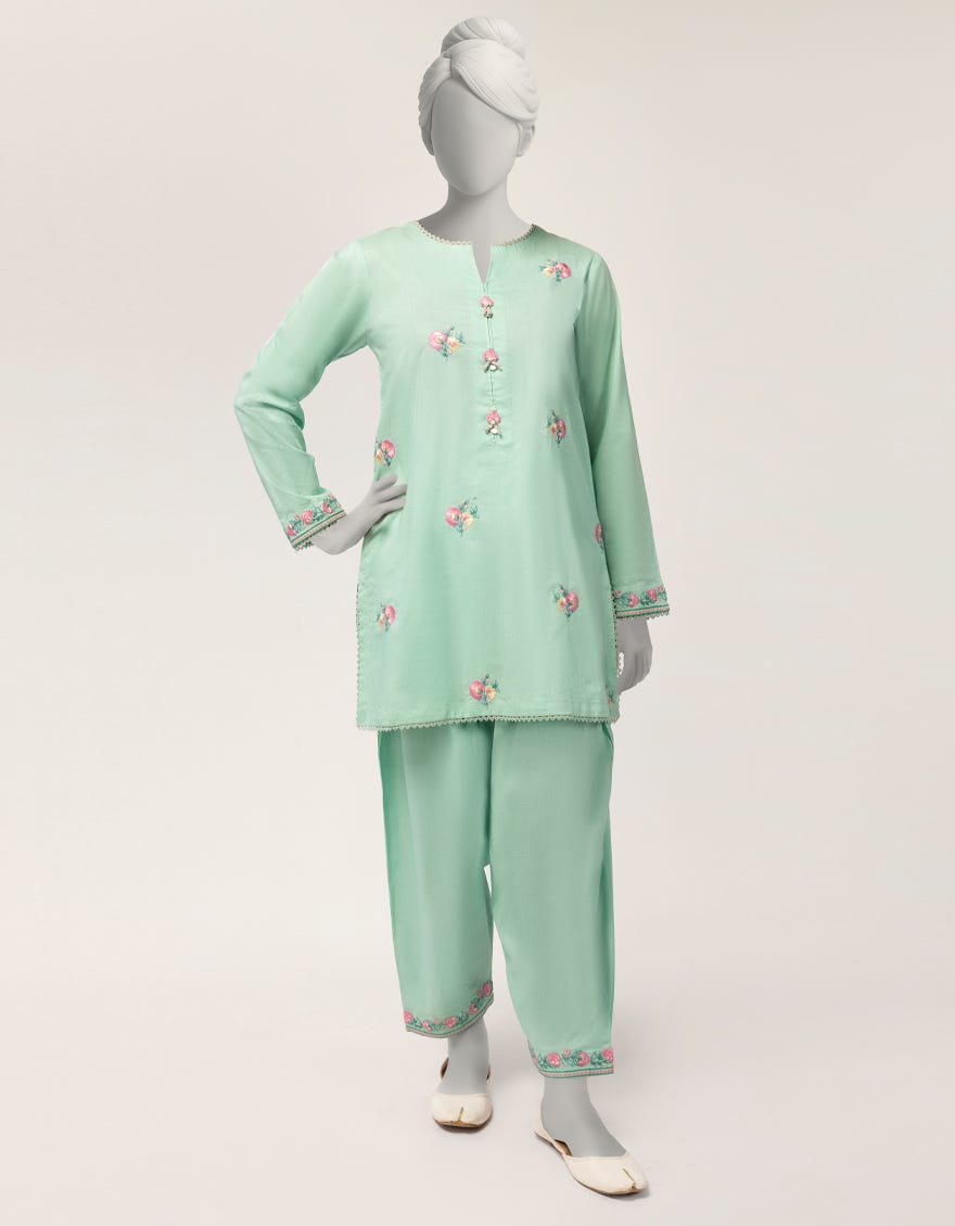 GREEN LAWN EMBROIDERED 2PC STITCHED