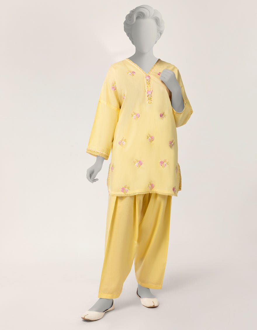 YELLOW LAWN EMBROIDERED 2PC STITCHED