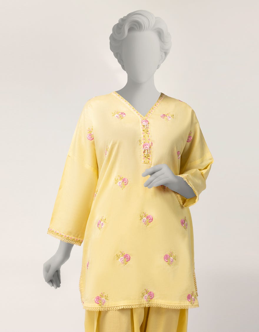 YELLOW LAWN EMBROIDERED 2PC STITCHED