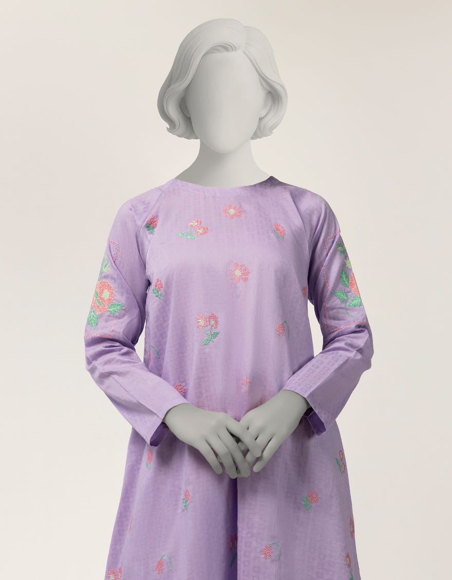 LILAC DOBBY EMBROIDERED 2PC STITCHED