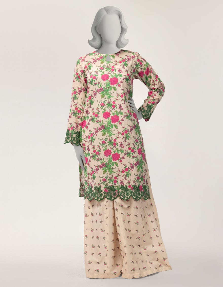 OFF WHITE LAWN EMBROIDERED 2PC STITCHED