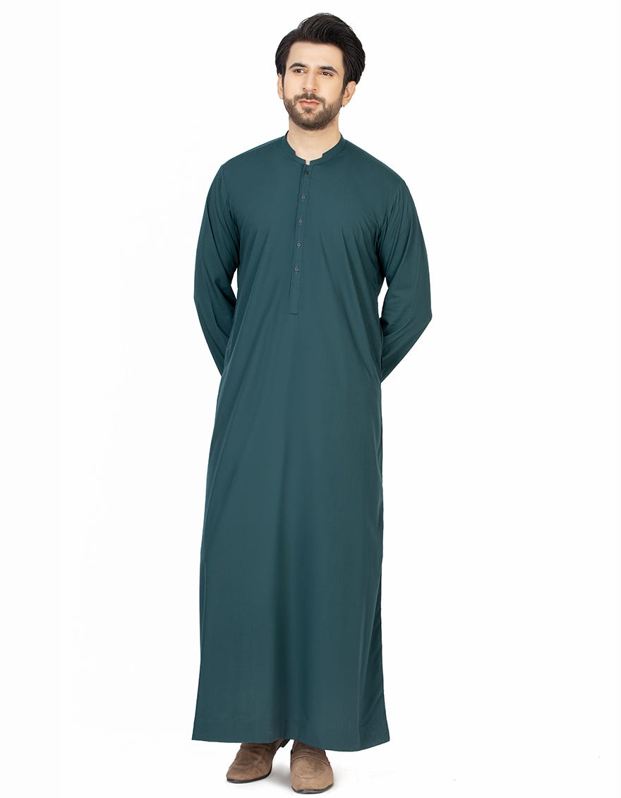 TEAL POLYESTER VISCOSE JUBBA | JJ-JUBBA-43093