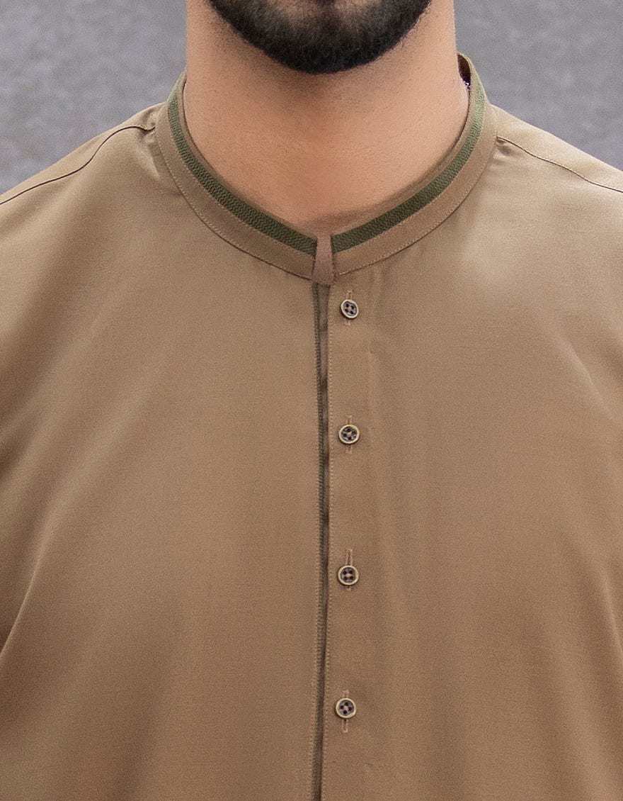BROWN POLYESTER VISCOSE JUBBA | JJ-JUBBA-44149