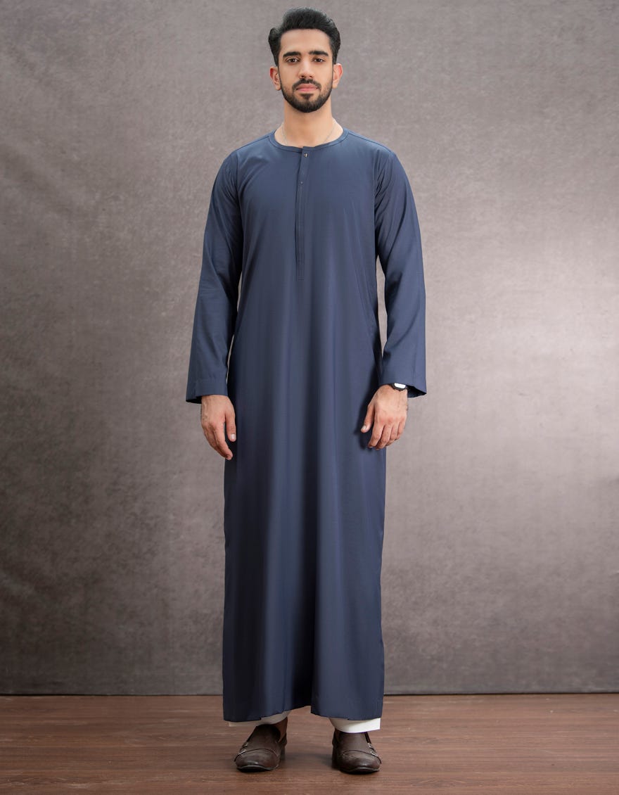 NAVY BLUE POLYESTER VISCOSE JUBBA | JJ-JUBBA-44154