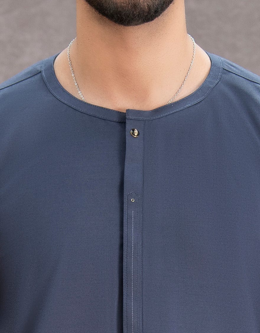 NAVY BLUE POLYESTER VISCOSE JUBBA | JJ-JUBBA-44154